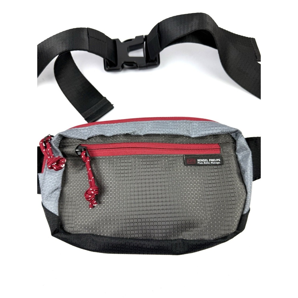 Hensel Phelps Belt Bag Golf Nylon Gray Red Plan Build Manage Waist Pack New - Picture 2 of 7